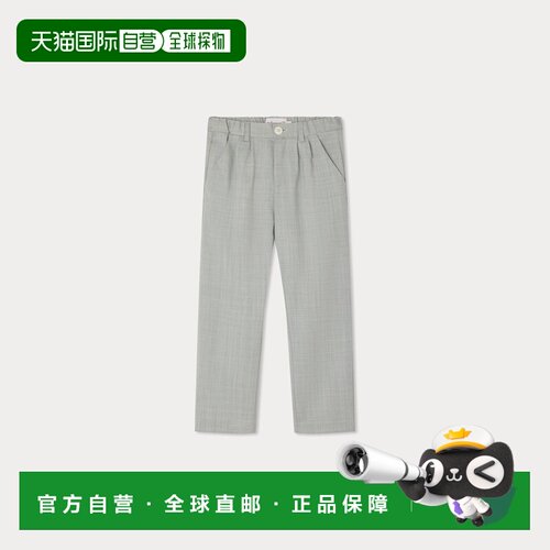 欧洲直邮Bonpoint小樱桃 Stephen男孩石板绿羊毛褶皱西裤裤子