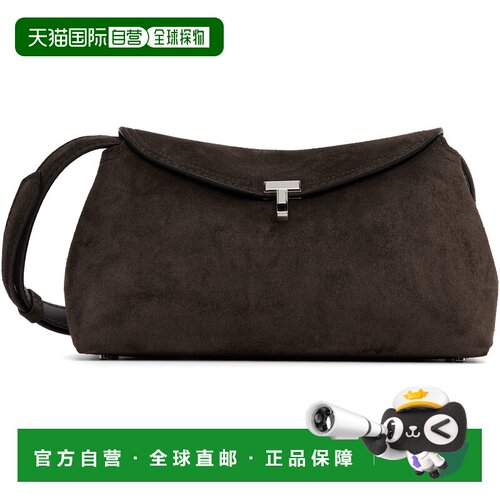 1h可退 香港直邮toteme 女士 TOTEME 棕色 T-Lock Suede 单肩包 2
