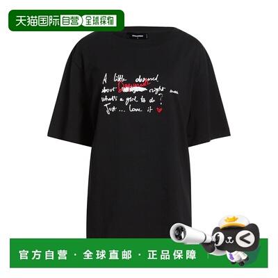 香港直邮Dsquared2 二次方 女士 T恤 black黑色 舒适时尚