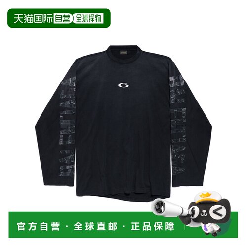 香港直邮Balenciaga Transparent Tape Shifted 廓形长袖T恤 8504