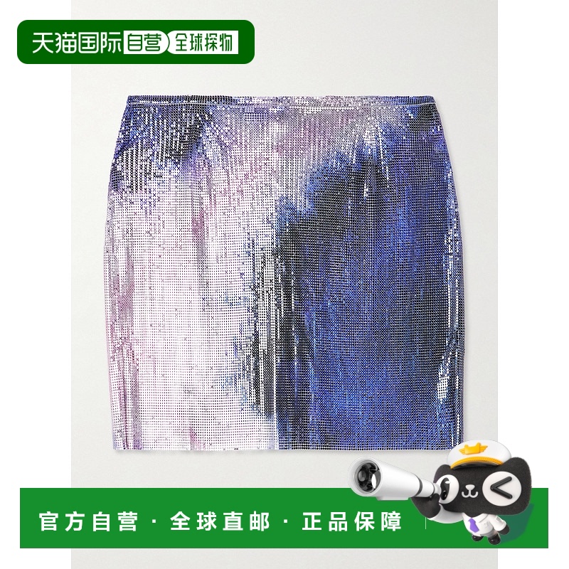 1h可退 香港直邮Rabanne 女士 渐变色链甲迷你半身裙 25EIJU012MH