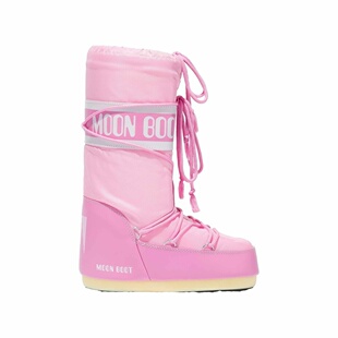 自营欧洲直邮Moon Icon Nylon男女同款 粉色尼龙雪地靴 Boot