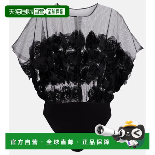 香港直邮NORMA KAMALI 诺玛 卡玛丽 女士 花朵装饰半透视连体衣