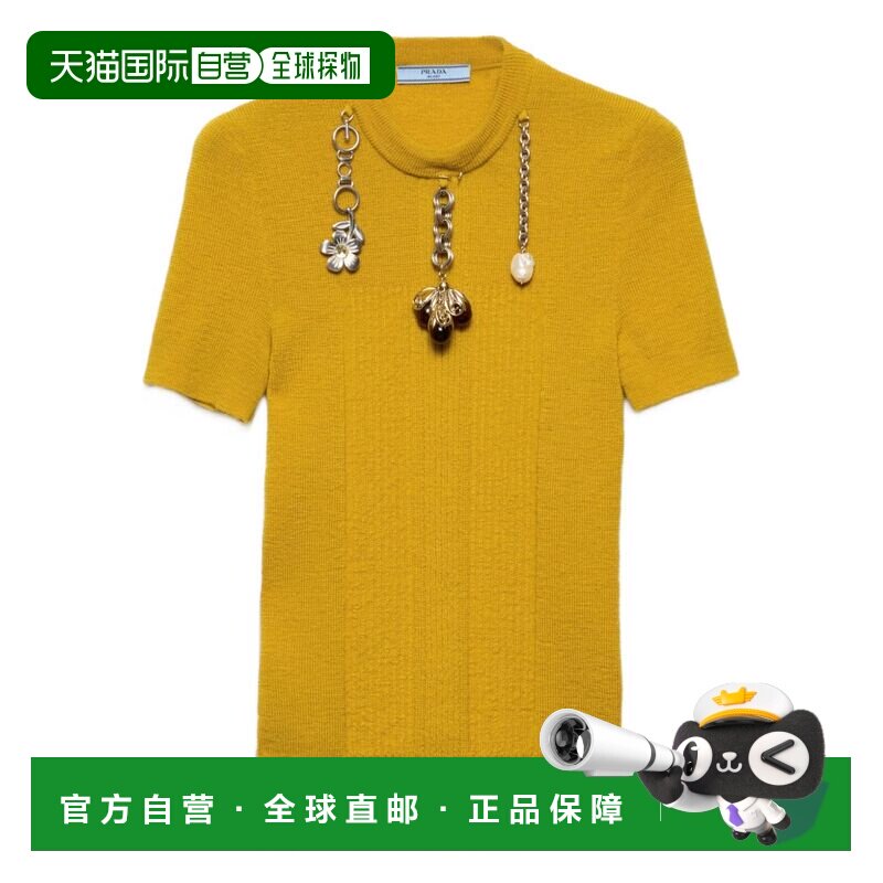 香港直邮PRADA 女士T恤 P24V2L17ZESOOOF0037 SS2026 黄色