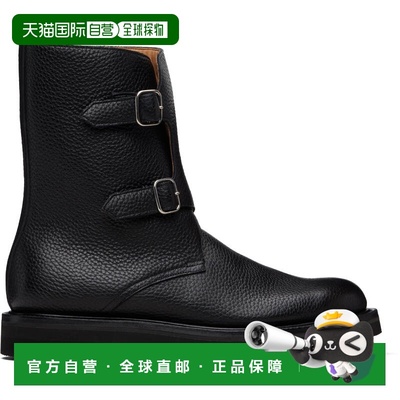 1h可退 香港直邮AURALEE 男士 黑色 Leather Work 中筒靴 A25AS01