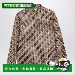 格纹图案衬衫 香港直邮Burberry 浅褐色领尖带扣式 男士 巴宝莉