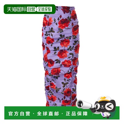 美国直邮CAROLINA HERRERA 女士 Stemmed-Rose-Printed 褶皱弹力