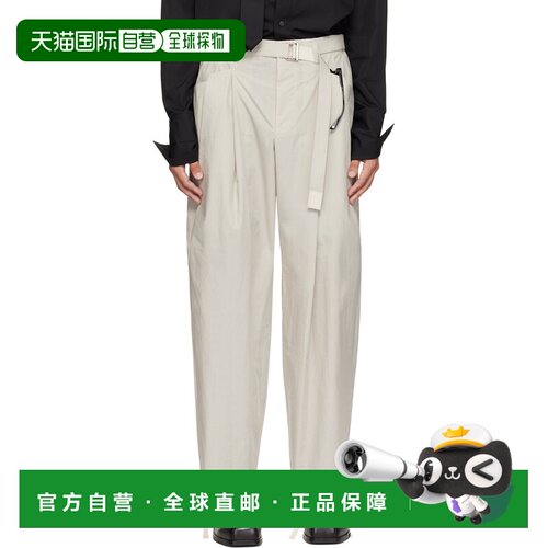 香港直邮Sacai 男士 sacai 灰白色 Cotton Typewriter 长裤 26040