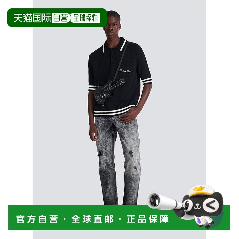 香港直邮Balmain 条纹短袖Polo衫 CH1GB045KF96