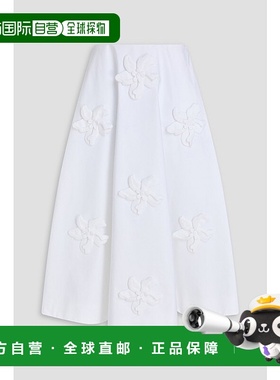 香港直邮Valentino 华伦天奴 女士 嵌花棉质府绸中长半身裙 B0RAB