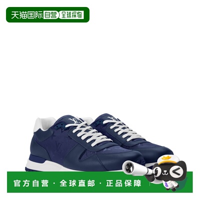 自营欧洲直邮LV路易威登 Run Away男士海军蓝皮革老花图案运动鞋