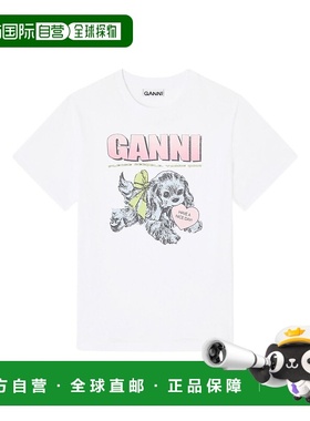 1h可退 香港直邮GANNI 甘尼 女士 徽标图案 T 恤 T4334 white白色