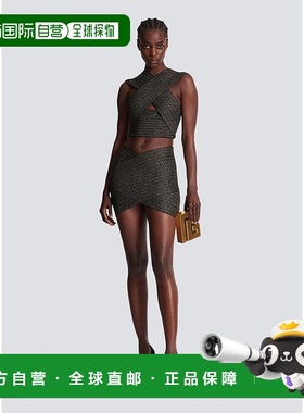 香港直邮Balmain 条纹针织背心 BF0AB046KF12性感