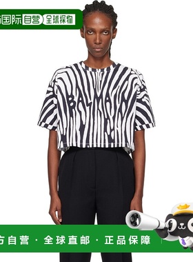 香港直邮Balmain 巴尔曼 女士 白色 & 黑色 Zebra T 恤 FF0EE140G