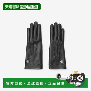 自营欧洲直邮Burberry博柏利 女士黑色羔羊皮马术骑士徽标手套
