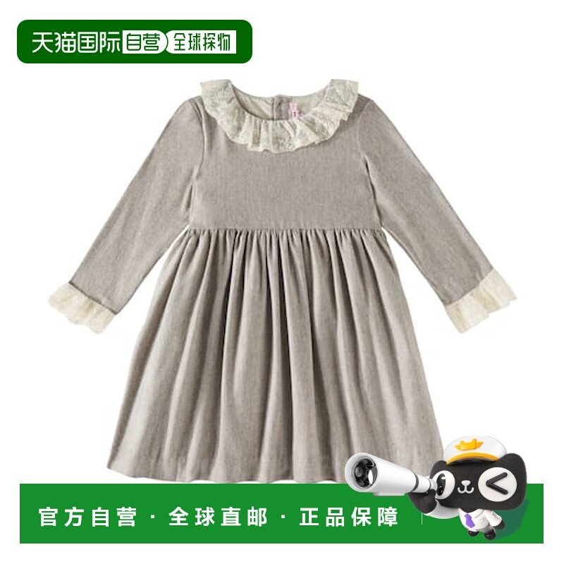 1h可退 香港直邮Bonpoint 女童 Flavie 薄纱边法兰绒连衣裙童装