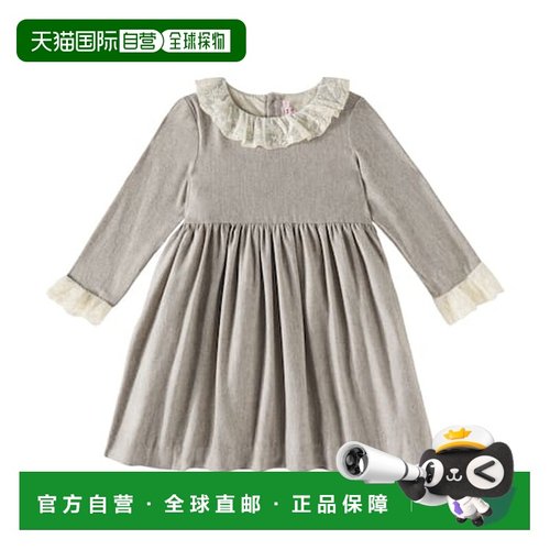 1h可退 香港直邮Bonpoint 女童 Flavie 薄纱边法兰绒连衣裙童装