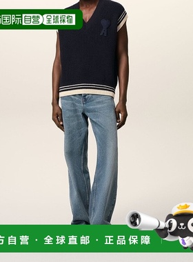 香港直邮Ami Paris V 领毛衣 UKS768KN0068.新款