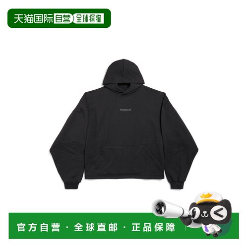 1h可退 香港直邮Balenciaga 巴黎世家 女士 Back 短款连帽衫(黑色