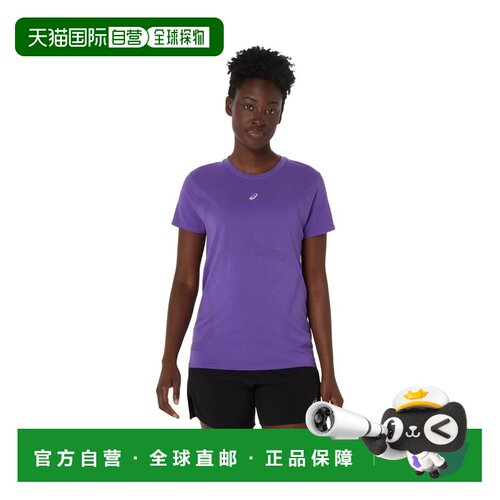 自营欧洲直邮ASICS亚瑟士 Road女士鸢尾紫聚酯纤维短袖T恤