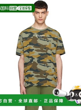 香港直邮Balmain 巴尔曼 男士 绿色 Camouflage Vintage T 恤 CH2