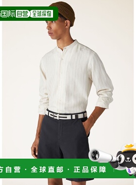 自营欧洲直邮Loro Piana 男士白色/黑色棉腰带