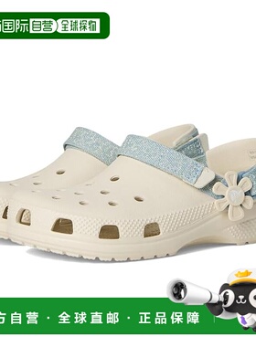 1h可退 香港直邮Crocs 卡骆驰 女童 Backstrap 经典款牛仔布花朵(