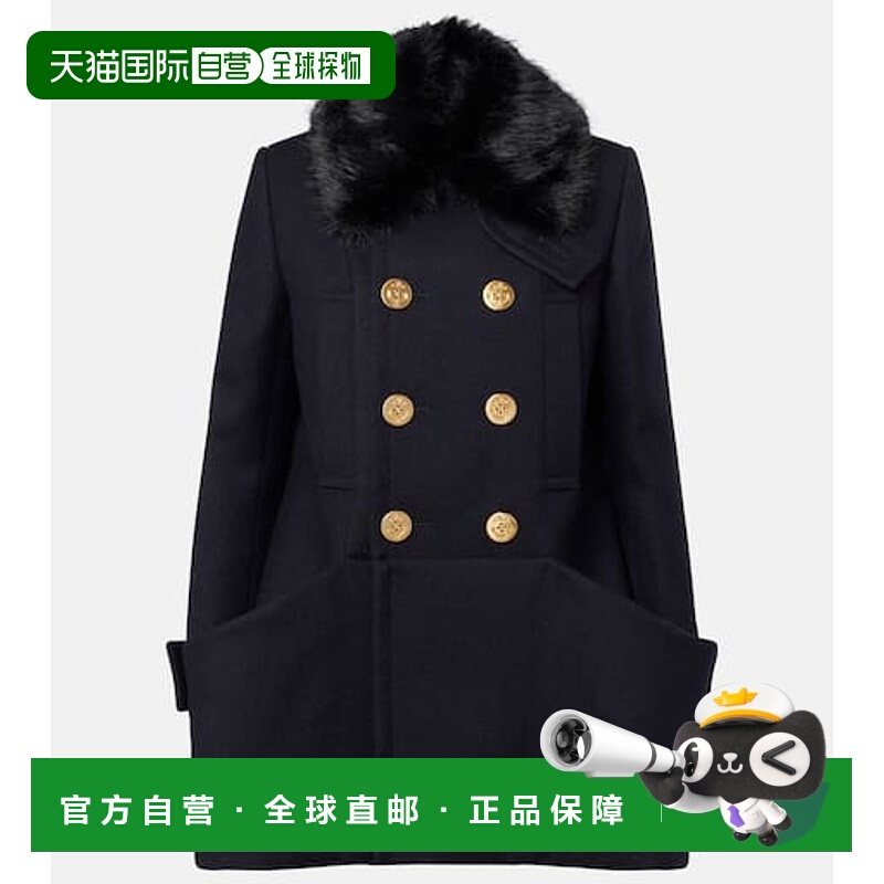 1h可退 香港直邮Sacai 女士 羊毛麦尔登呢大衣 blue蓝色 舒适时尚