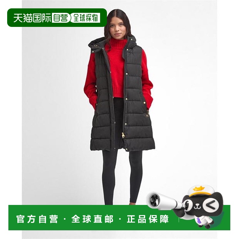 1h可退 香港直邮Barbour 巴伯尔 女士 Greyson 马甲 black黑色 舒