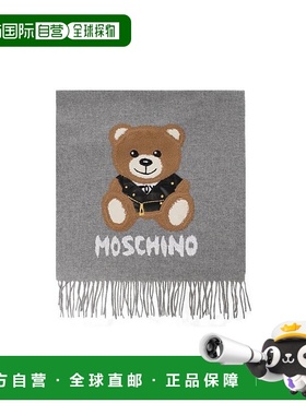 香港直邮Moschino 羊毛logo泰迪熊提花围巾 30033M2781高端时尚