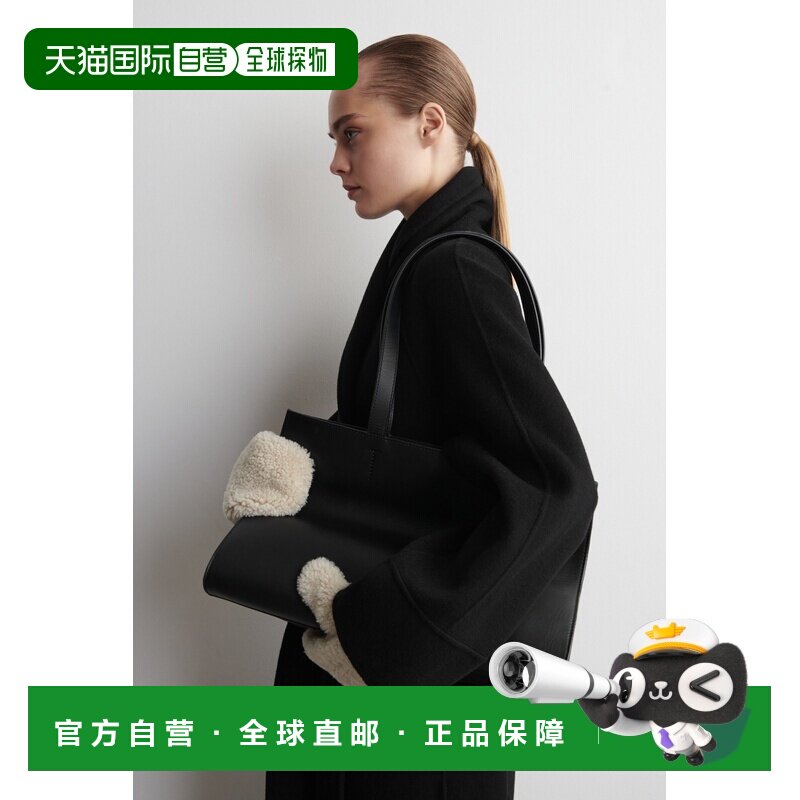 自营欧洲直邮COS 女士白色羊皮毛一体连指手套