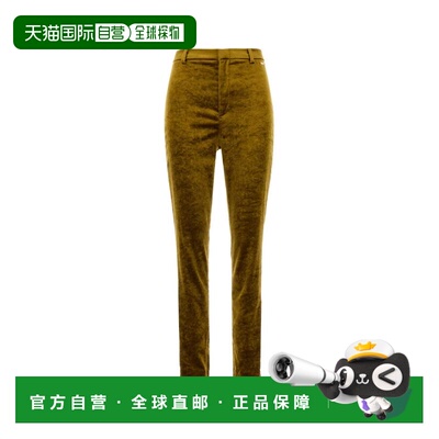 1h可退 香港直邮Gucci 古驰 女士 橄榄绿绿色绳绒织紧身裤子 8614