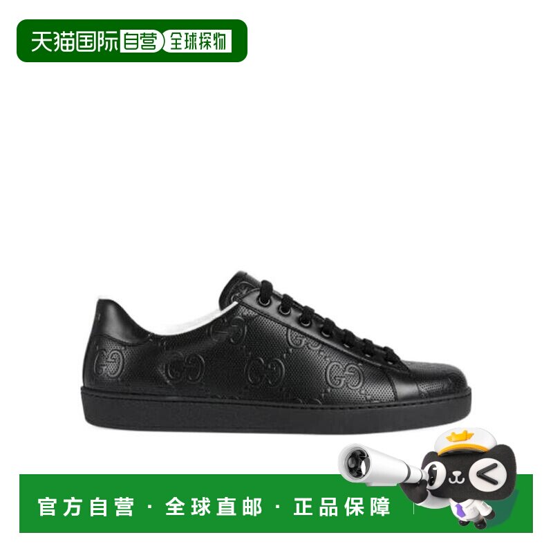 自营1h可退 Gucci 黑色GG印花压纹休闲运动鞋 6257871XK10古驰