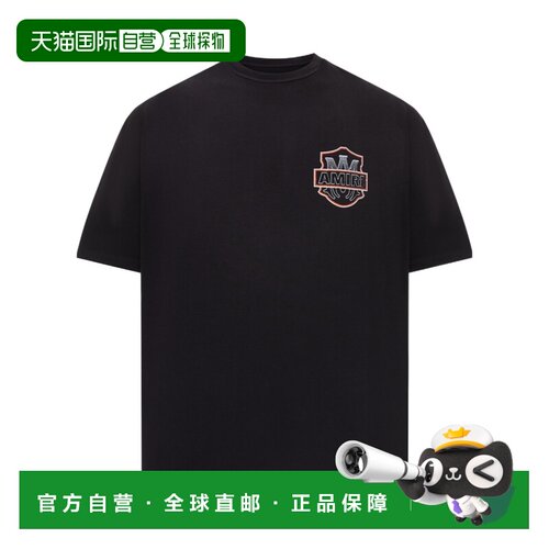 1h可退 香港直邮AMIRI 男士T恤 AM326JR0140002 AW2026 黑色 圆领