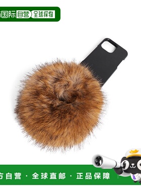 自营欧洲直邮Balenciaga巴黎世家 Tech女士黑色小牛皮毛绒手机壳