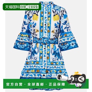 香港直邮FARM blue蓝色 RIO 花朵棉质迷你连衣裙 舒 女士 1h可退