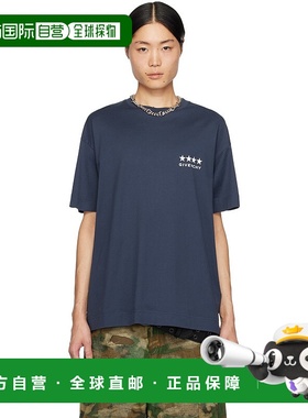 1h可退 香港直邮Givenchy 纪梵希 男士 海军蓝 4G T 恤 BM71JA3YJ