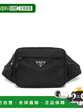 1h可退 香港直邮Prada 黑色徽标贴片腰包 2VL0012A6D