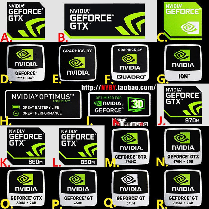 原装NVIDIA GTX GEFORCE QUADRO显卡 标签贴纸 笔记本电脑 台式机