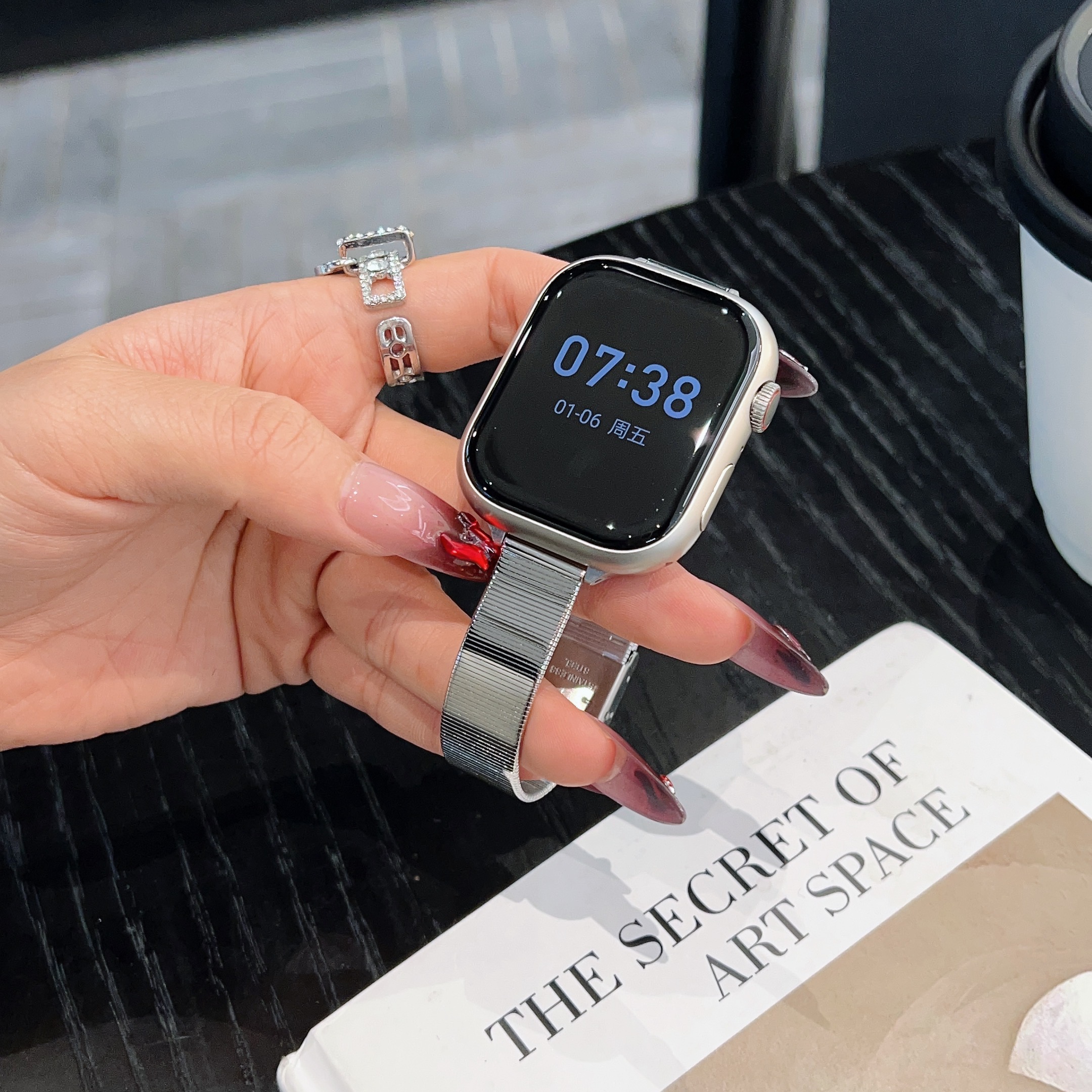苹果S10镜面卡扣网带金属高级感米兰适用iwatchs10s987se新款表带