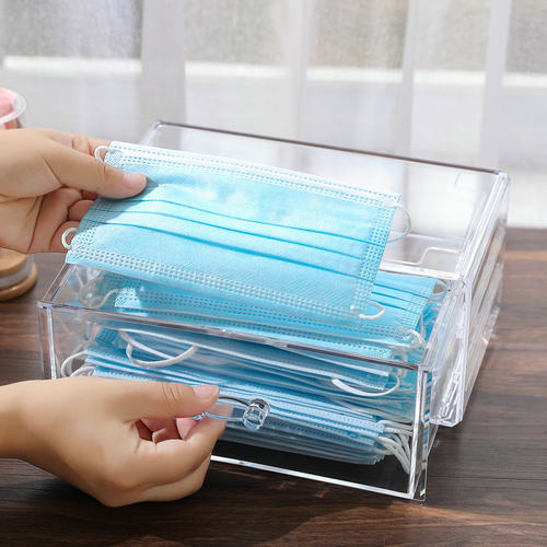 透明亚克力抽屉式口罩收纳盒