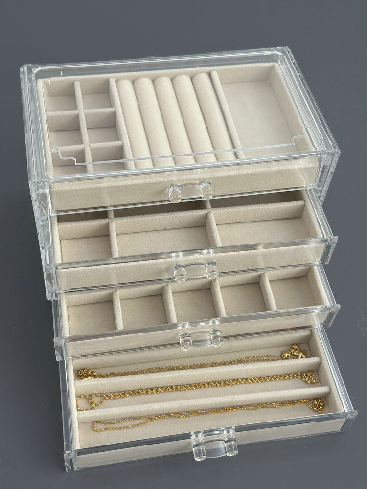 2024 새로운 보석 상자 아크릴 다층 서랍 귀걸이 귀걸이 반지 목걸이 보석 보관 상자 항산화