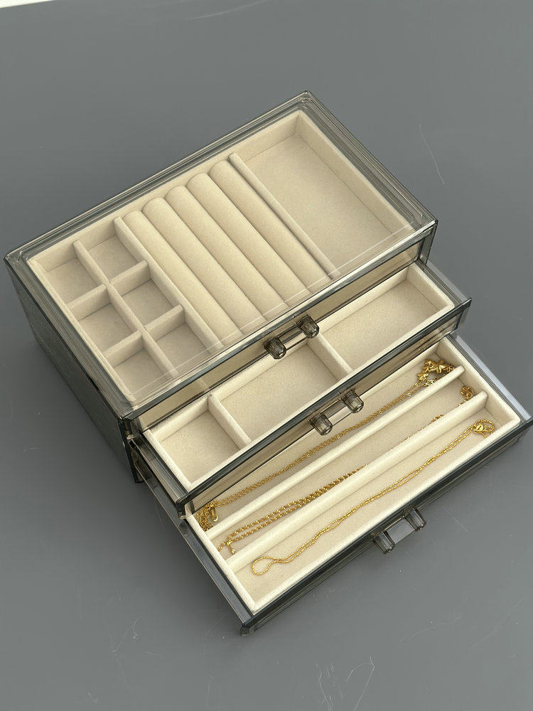 2024 새로운 보석 상자 아크릴 다층 서랍 귀걸이 귀걸이 반지 목걸이 보석 보관 상자 항산화