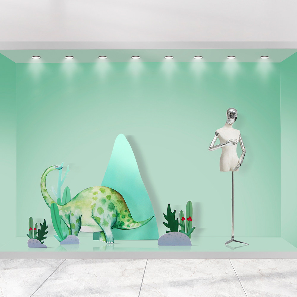春夏季侏罗纪恐龙主题商场童装店橱窗场景装饰布置道具幼儿园美陈