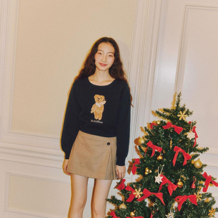 日单纯元LB重工3d立体肌理感灵动俏皮台型毛呢半裙