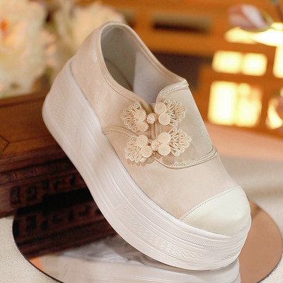 国风新中式厚底增高单鞋软底舒适