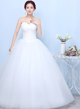 婚纱礼服2025款新娘抹胸齐地韩式简约影楼修身大码显瘦结冬婚纱