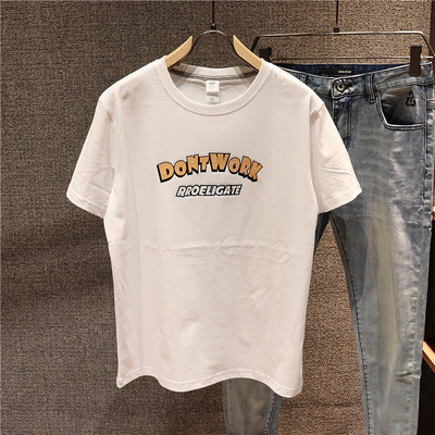 喜吉良英文印花圆领短袖t恤春夏