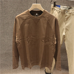喜吉良210g倒三角斜纹棉纯色长袖T恤男插肩袖垂感秋冬圆领打底衫