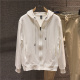 喜吉良简约白色毛圈拉链连帽卫衣男宽松休闲运动开衫 外套春秋上衣